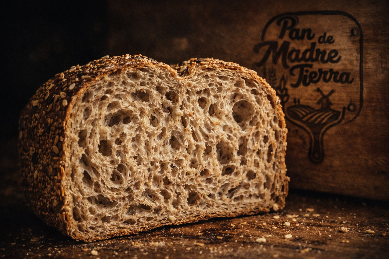 Miga de pan artesanal de masa madre con fermentación lenta en Valdemoro